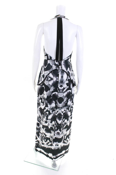 Finders Keepers Womens Pineapple Print Asymmetrical Dress Black White Size Small