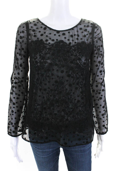 The Kooples Womens Lace Long Sleeves Blouse Black Size Small