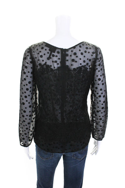 The Kooples Womens Lace Long Sleeves Blouse Black Size Small