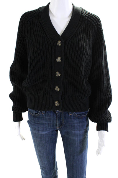 Everlane Womens The Texture Cotton Cardigan  Black Size M