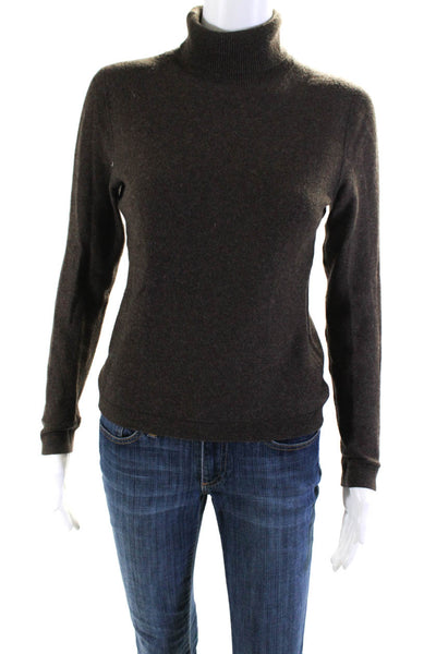 Three Dots Womens Wool Tight-Knit Long Sleeve Turtleneck Sweater Brown Size S
