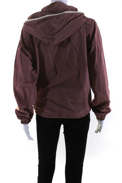 Donni Womens Hooded Half Zip Kangaroo Pocket Pullover Jacket Blush Pink Small
