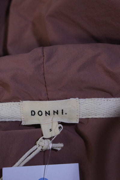 Donni Womens Hooded Half Zip Kangaroo Pocket Pullover Jacket Blush Pink Small