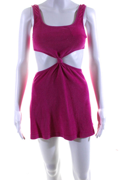 Solid & Striped Womens Bailey Solid Terry Halter Mini Dress Strawberry Pink XS
