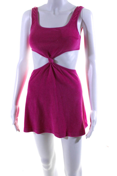 Solid & Striped Womens Bailey Solid Terry Halter Mini Dress Strawberry Pink XS