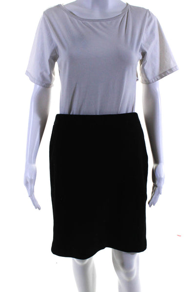 J Crew Womens Solid Black Wool Knee Length Lined Pencil Skirt Size 6