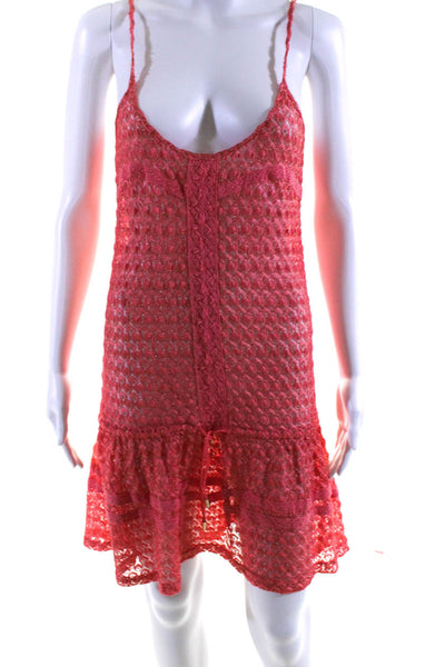 Melissa Odabash Womens Orange Open Knit Scoop Neck Drop Waist Dress Size M