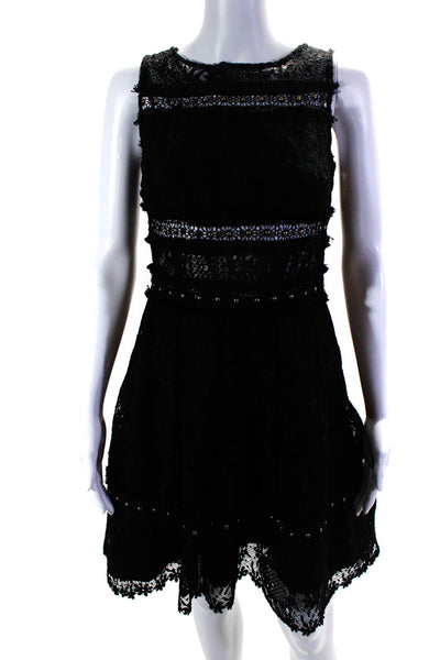 Gil Santucci Womens Back Zip Lace Overlay A Line Dress Black Size IT 42