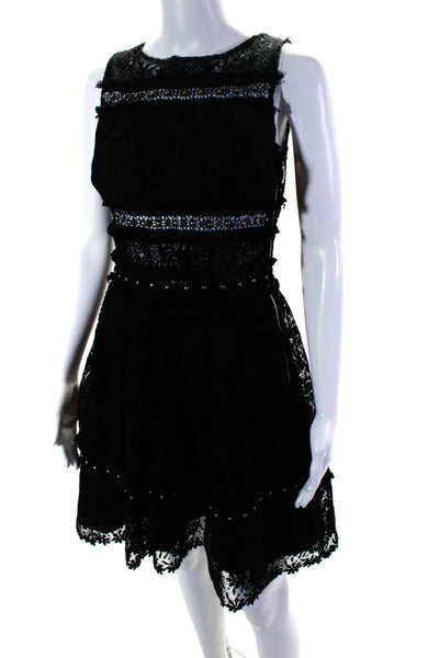 Gil Santucci Womens Back Zip Lace Overlay A Line Dress Black Size IT 42