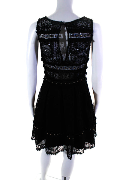 Gil Santucci Womens Back Zip Lace Overlay A Line Dress Black Size IT 42