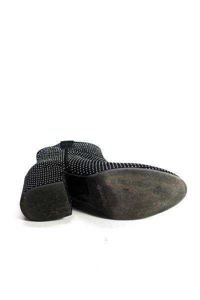 The Shoe Box Womens Side Zip Block Heel Rhinestone Booties Black Suede Size 39