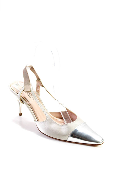 Giambattista Valli Womens Silver Tone Cap Toe Stiletto Heels Beige Size EUR37