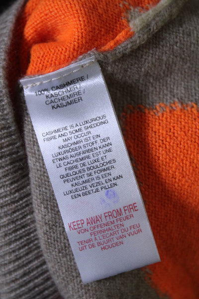 Brodie Womens Cashmere Camouflage Print Split Hem Sweater Beige Orange Size XS