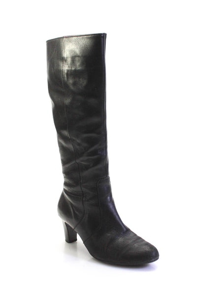 Gabor Womens Leather Zip Up Medium Heel Knee High Boots Black Size 3.5