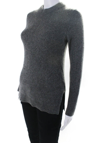 Rag & Bone Womens Cashmere Mock Neck Split Hem Long Sleeve Sweater Gray Size 2XS