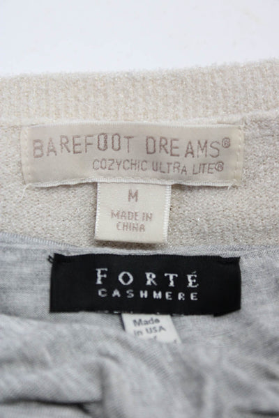 Barefoot Dreams® Forte Womens Beige Scoop Neck Pullover Sweatshirt Size M lot 2
