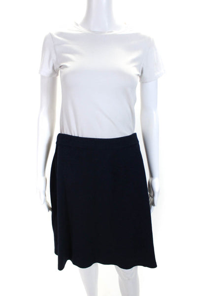 St. John Basics Womens Santana Knit Pencil Skirt Navy Blue Wool Size 14