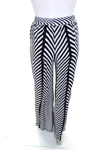 Karina Grimaldi Womens Elastic Waistband Chevron Wide Leg Pants White Black XS