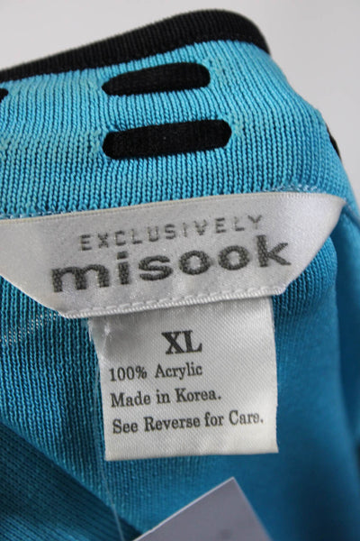 Exclusively Misook Womens Open Front Cardigan Sweater Blue Black Size XL