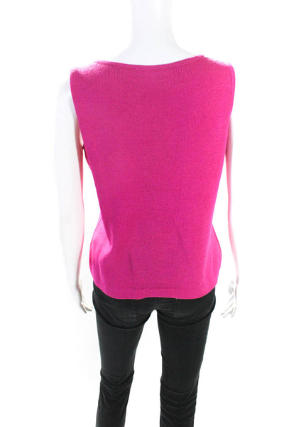 St. John Womens V Neck Santana Knit Tank Top Pink Wool Size Petite