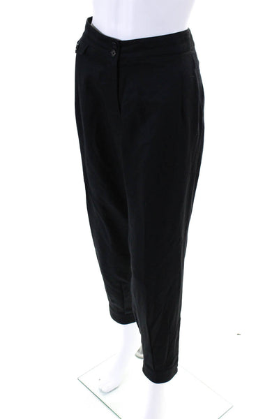 Mayle Womens Silk Blend Pleated Front High Rise Pants Black Size 6