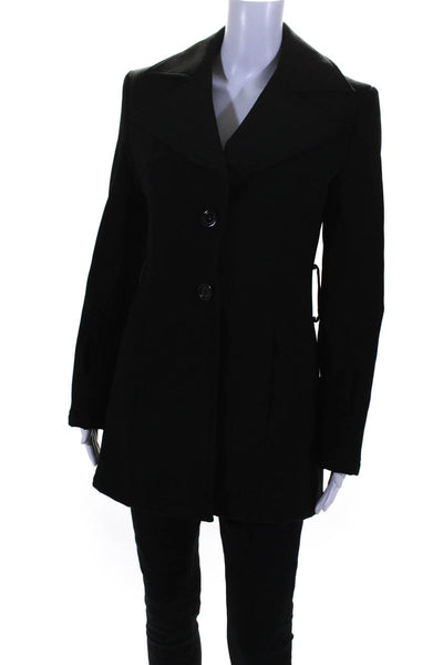 Ferrone Womens Notched Collar Long Blazer Jacket Coat Black Size IT 42