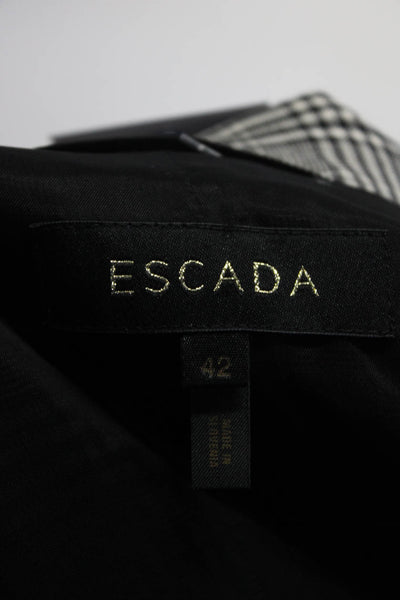 Escada Womens Plaid Tie Front Hook & Eye Blazer Jacket Black White Size EU 42