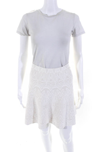BCBGMAXAZRIA Women's V-Neck Sleeveless Two Piece Skirt Set White Size L