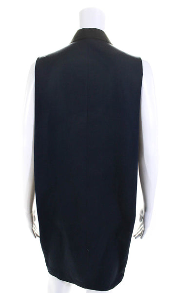 Theory Womens Silk Crew Neck Sleeveless Shirt Dress Navy Blue Black Size 4
