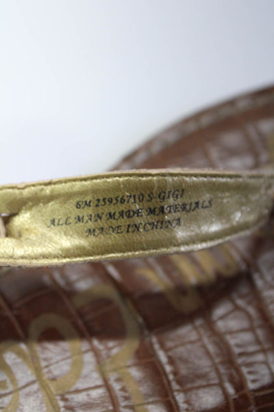Sam Edelman Womens Metallic Leather T-Strap Buckle Up Sandals Flats Gold Size 6M