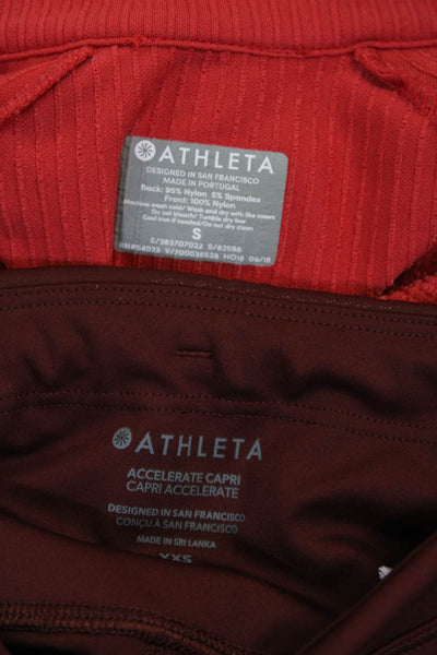 Athleta Womens Zip Up Jacket Leggings Pants Red Size XXS S Lot 2