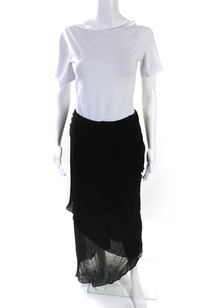 Chetta B Womens Side Zip Silk Asymmetrical Skirt Black Size 12