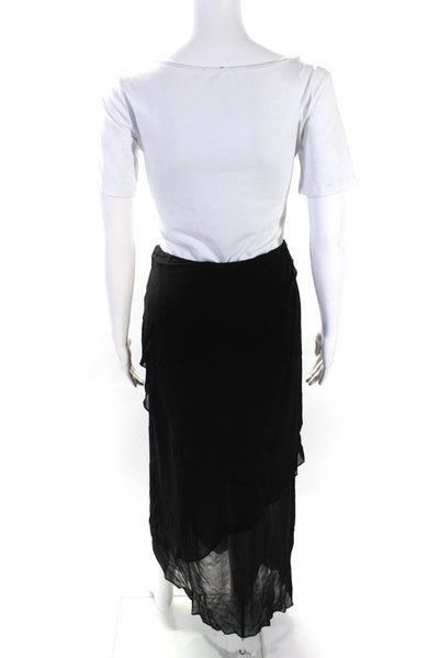 Chetta B Womens Side Zip Silk Asymmetrical Skirt Black Size 12