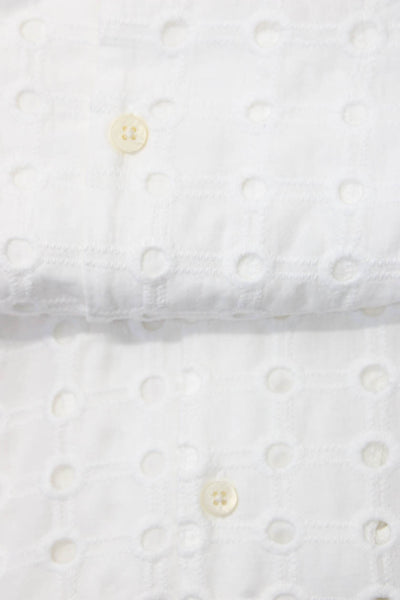 Zara Womens White Lace Collar Short Sleeve Button Down Shirt Size M L lot 2