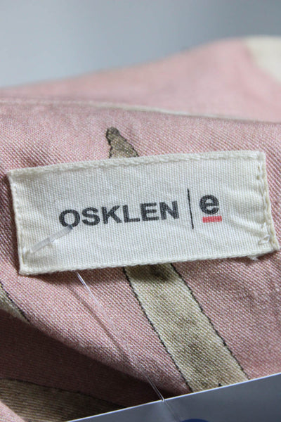 Osklen Mens Pink Abstract Print Short Sleeve Button Down Shirt Size L