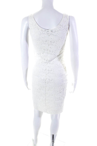 Velvet Women's Scoop Neck Sleeveless Eyelet A-Line Midi Dress White Size S