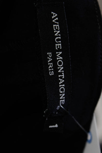 Avenue Montaigne Women's Button Closure Straight Leg Cropped Pant Black Size 1