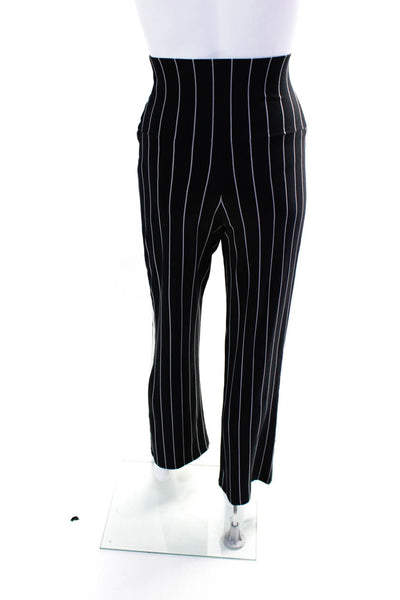 Norma Kamali Women's High Waist Striped Slim Fit Flared Pants Black Size M