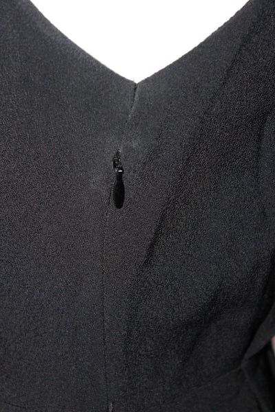 Sandro Women's V-Neck Lace Panel Pleated A-line Midi Dress Black Size 1