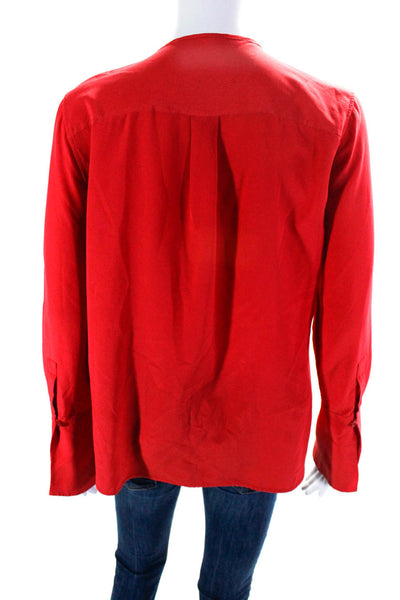 Equipment Femme Women's Round Neck Long Sleeve Half Button Blouse Red Size XS