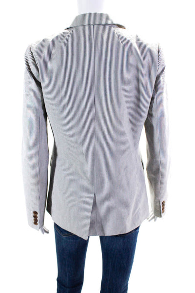 J Crew Women's Collar Long Sleeves One Button Lined Gray Stripe Blazer Size 2