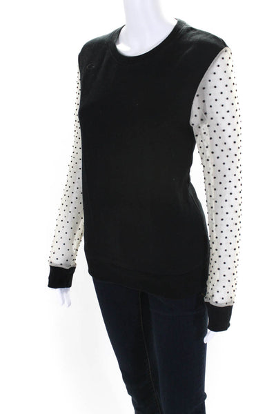 RED Valentino Womens Sheer Polka Dot Long Sleeve Pullover Blouse Black Size L
