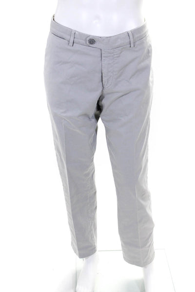 Saks Fifth Avenue Mens Cotton Button Flat Front Straight Pants Gray Size EUR38