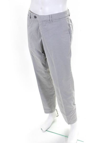 Saks Fifth Avenue Mens Cotton Button Flat Front Straight Pants Gray Size EUR38