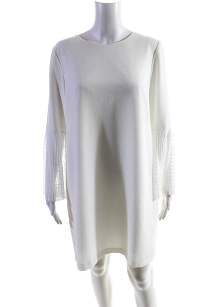 Zara Basic Collection Women's Pleated Bell Sleeve Shift Dress White Size L