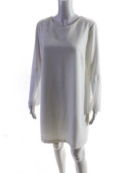 Zara Basic Collection Women's Pleated Bell Sleeve Shift Dress White Size L