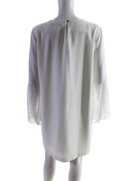 Zara Basic Collection Women's Pleated Bell Sleeve Shift Dress White Size L