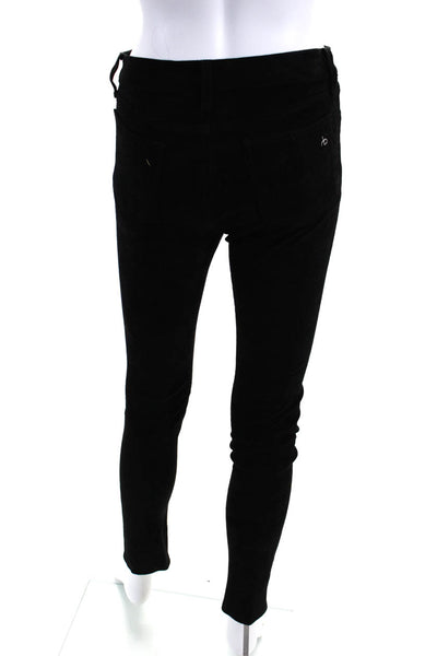 Rag & Bone Womens Suede Buttoned Textured Zip Skinny Leg Pants Black Size EUR25