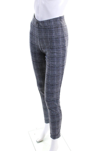 Tahari Womens Houndstooth Print Elastic Waist Skinny Leg Pants Gray Size XS