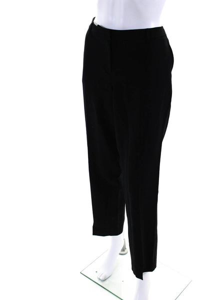 St. John Womens Hook & Eye Flat Front Zip Straight Leg Dress Pants Black Size 10